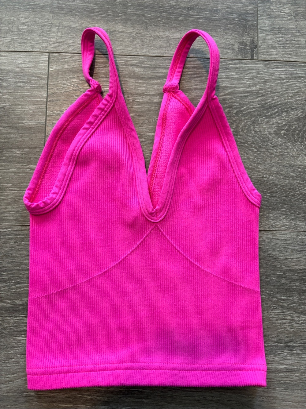 FREE-PEOPLE Movement hot Pink Ribbed V-Neck Tank Top Xs-s